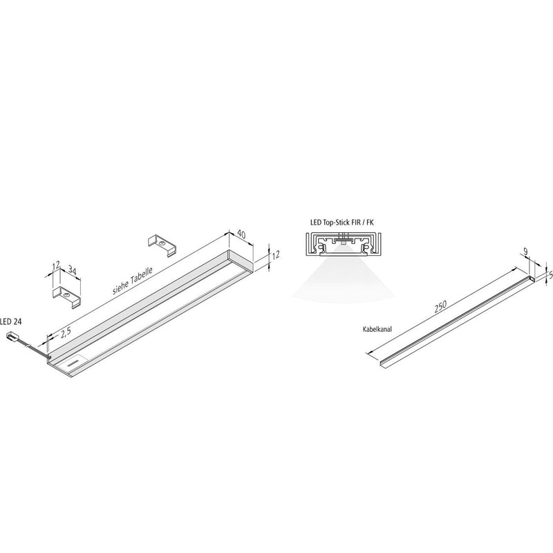 Hera - Decken-/Wandleuchte LED Top-Stick FIR 61001425202 600mm ww