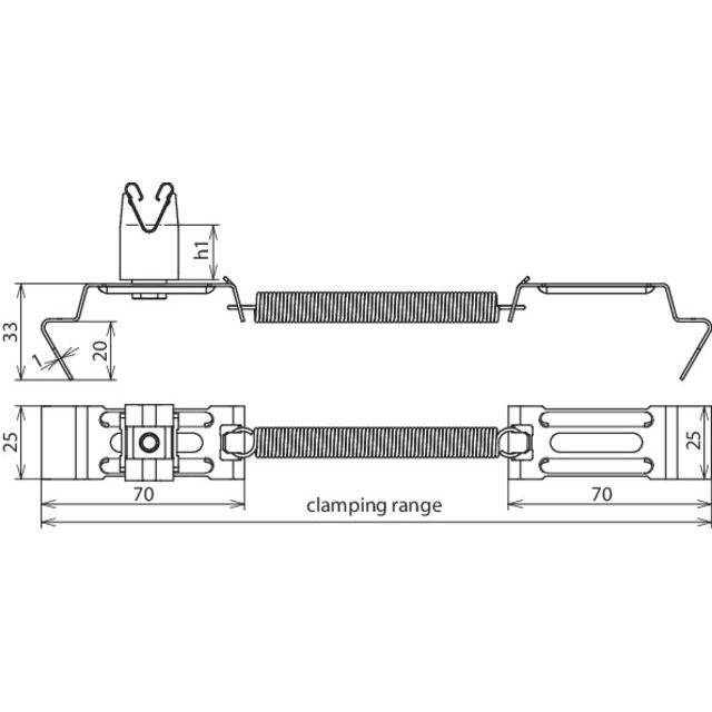 DEHN - Dachleitungshalter für Blitzschutz Dachleitungshalter DLHSG8H32FG180.280CU Spannber. 180-280mm