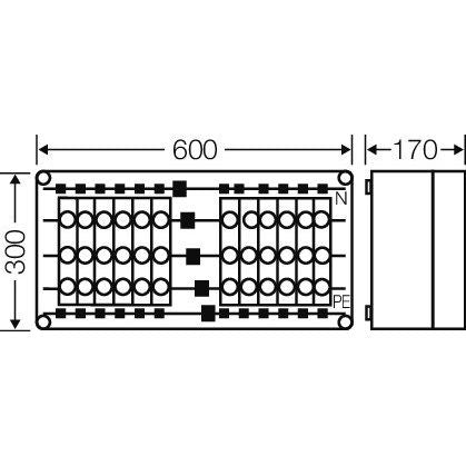 Hensel - Sicherungskasten Sicherungsgehäuse Mi 3436 12x D02 63A 3polig