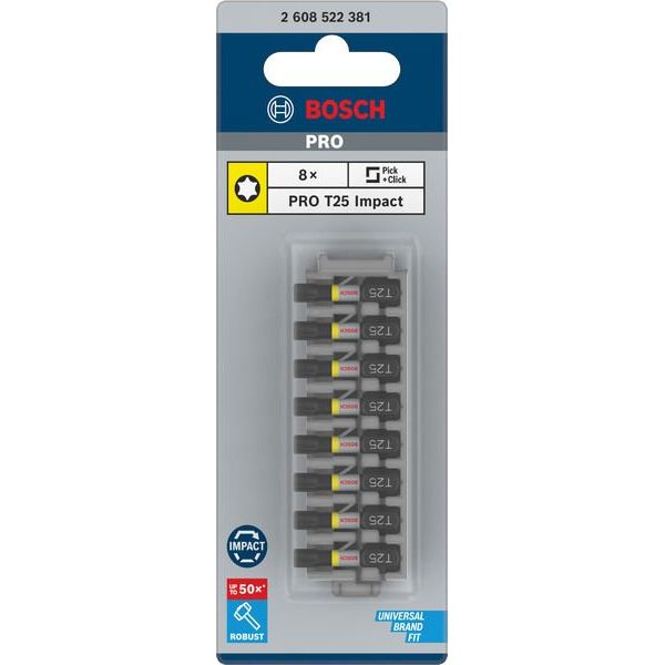 Bosch - Bit PRO Impact Bit, T25 2608522381 25 mm, 8-tlg