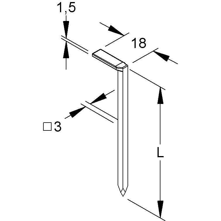 HKL - Hakennagel Stahl-Wandhaken 733/80 − 100 Stück