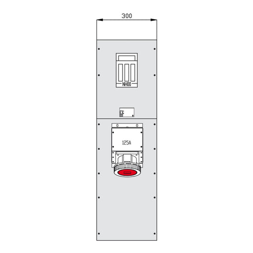 Walther Werke - Baustromverteiler Wechselmodul 86030006 300mm breit, 1 RCD