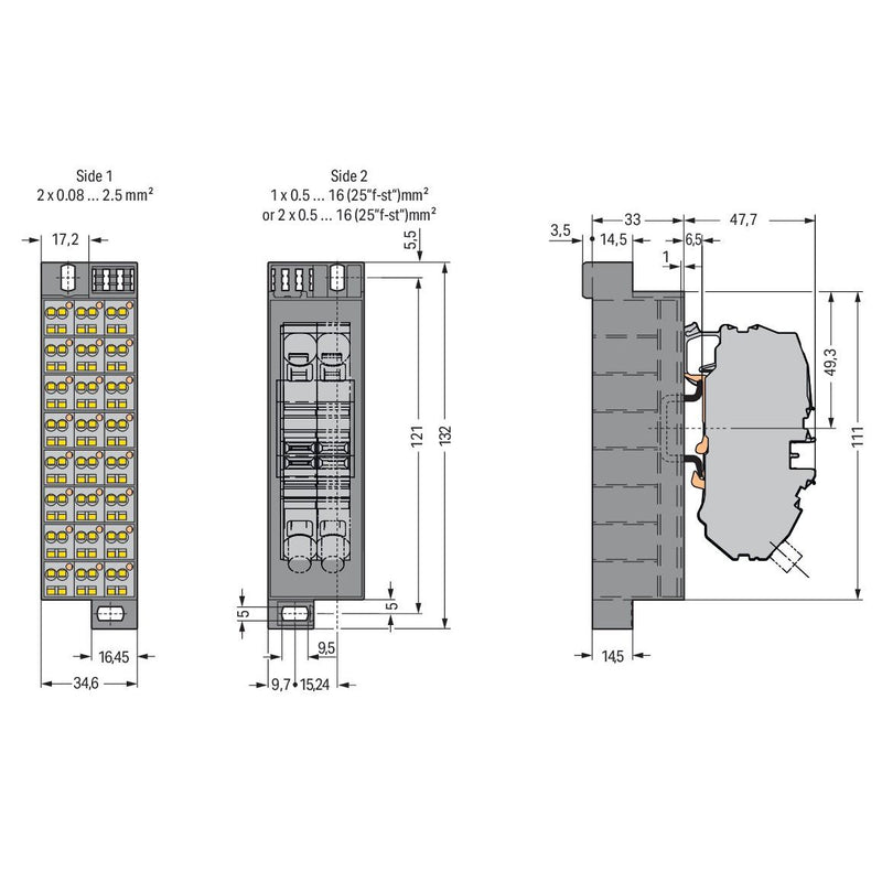 WAGO - Feldbus, Dez. Peripherie - Kommunikations-Modul Potentialblock 726-602 grau, Aufdruck 1-24