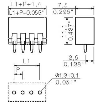 Weidmüller - Leiterplattensteckverbinder Klemmleiste SL3.5/20/180G3.2SNOR − 20 Stück