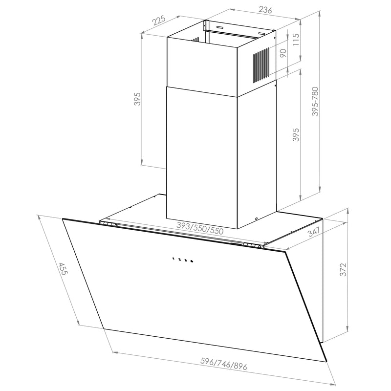 Oranier - Dunstabzugshaube LEA 75S1 Koppfrei,75cm − 1 Stück