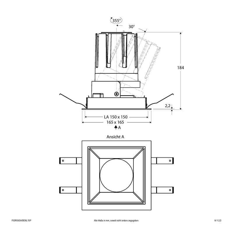 EVN Lichttechnik - Downlight/Strahler/Flutlicht LED-Einbauleuchte modular F03R09SM3830L15P Konfigurationstype