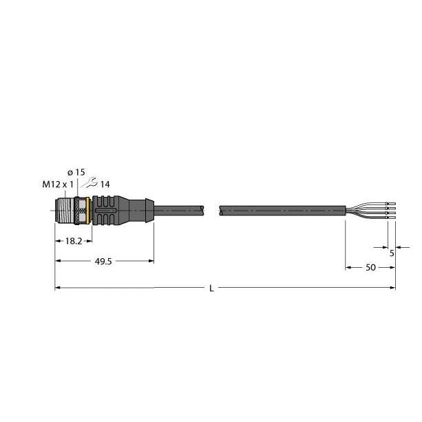 Turck - Konfektioniertes Sensor-Aktor-Kabel Anschlussleitung RSC4.4T-2/TXO PUR − 1 Stück