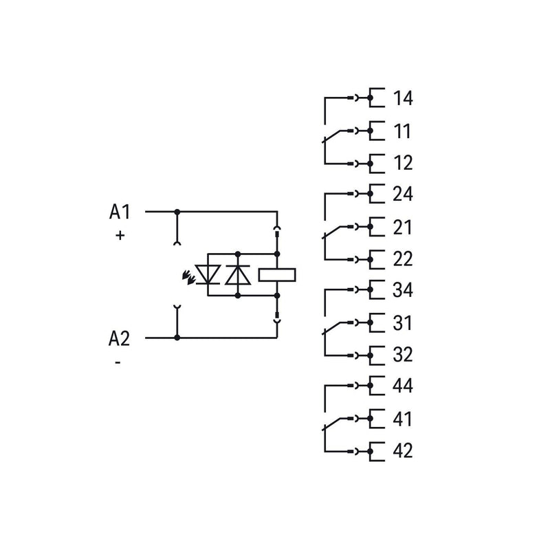 WAGO - Schaltrelais Relaismodul 858-303 DC 12 V,4 Wechsler − 5 Stück
