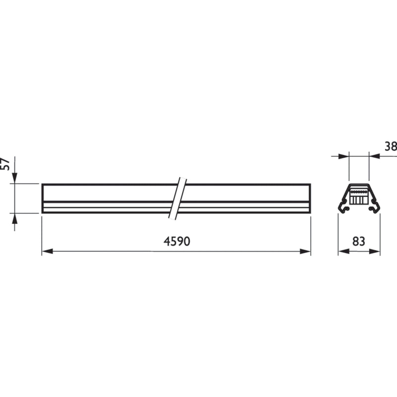 Philips Lighting - Tragschiene für Lichtbandsystem Tragschiene mit DV 4MX056 583 5x2.5 WH