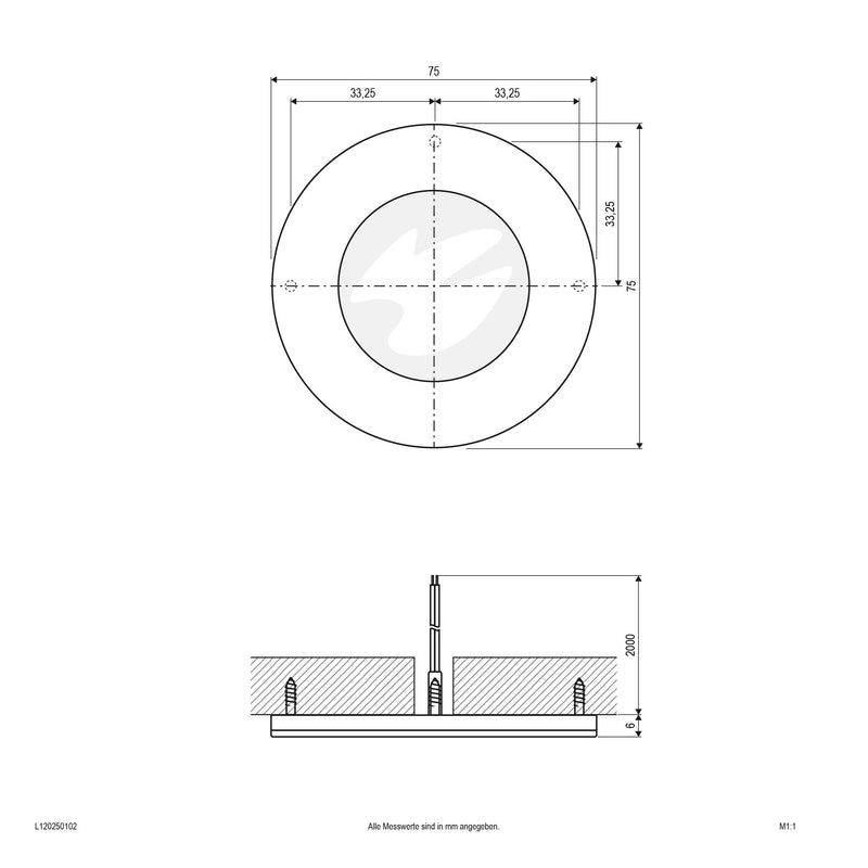 EVN Lichttechnik - Decken-/Wandleuchte LED-Ein-/Anbauleuchte L120250102 3000K IP20 ws
