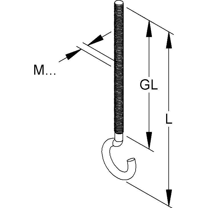 Niedax - Knebelschraube Hakenschraube H 5X70 − 100 Stück