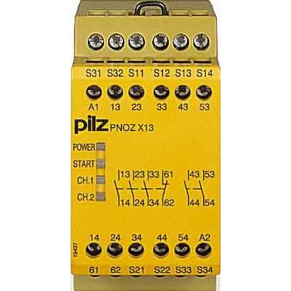 Pilz - Gerät zur Überwachung von sicherheitsgerichteten Stromkreisen Not-Aus-Schaltgerät PNOZ X13 #774549 24VDC 5n/o 1n/c