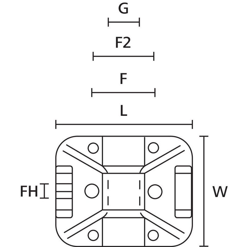 HellermannTyton - Befestigungssockel und -element für Kabelbinder Befestigungssockel TY3G1S-N66-NA − 100 Stück
