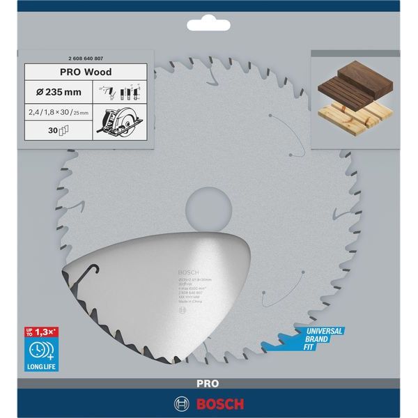 Bosch - Kreissägeblatt PRO Wood Kreissägeblatt, 2608640807 235 x 2,4 x 30 mm