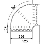 OBO Bettermann - Bogen für Kabelrinne Bogen 90 Grad RB 90 140 A2 110x400, rostfrei