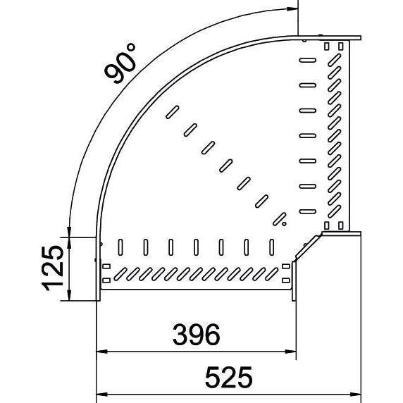 OBO Bettermann - Bogen für Kabelrinne Bogen 90 Grad RB 90 140 A2 110x400, rostfrei