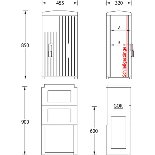 uesa - Gehäuse/Schaltschrank (leer) Leerschrank IP44 A060-850 850x455x320mm