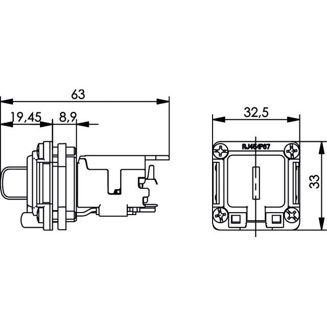 Telegärtner - Modularer Steckverbinder Einbauflansch IP67 100022954 m.AMJ-Kupplung Cat.6