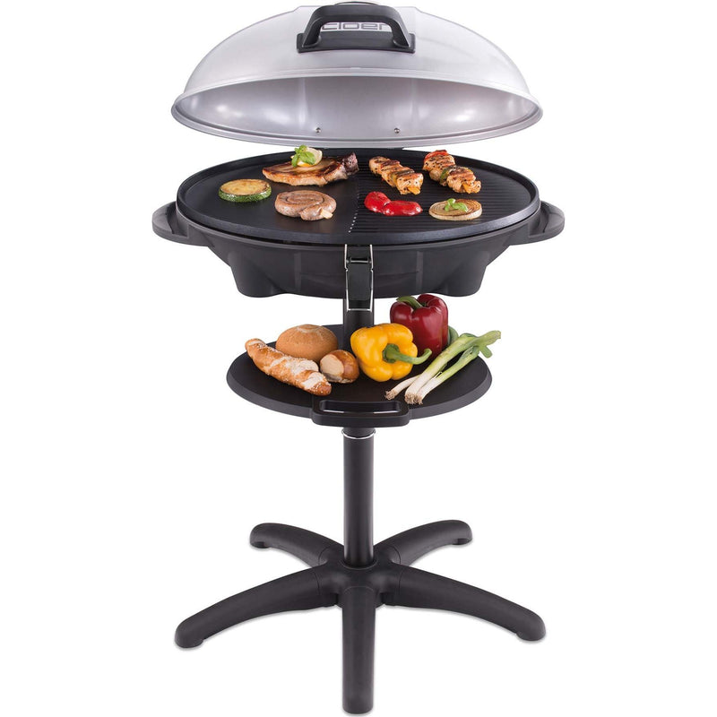 Cloer - Grillgerät Barbecue-Grill 6789 sw Standfuss, Deckel