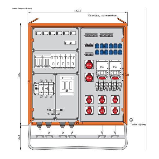 Walther Werke - Baustromverteiler Verteilerschrank WV0623R1 246kVA