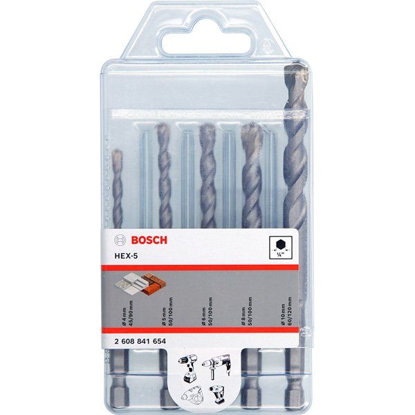 Bosch - Bohrer-Set HEX-5 Betonbohrerset 2608841654 5-tlg 4/5/6/8/1