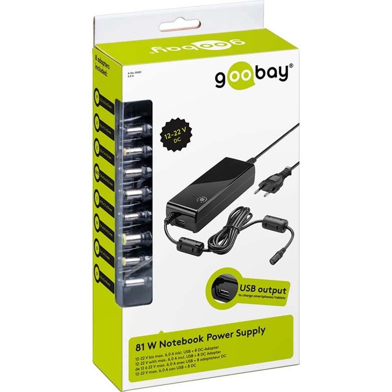 Goobay - Netzgerät für Unterhaltungselektronik Notebook-Netzteil 55001 NTS 81W multi USB