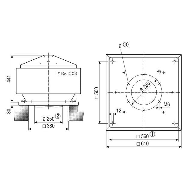 Maico - Ventilator für Dacheinbau Radial-Dachventilator MDR 25 EC mit EC-Motor