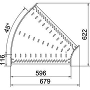 OBO Bettermann - Bogen für Kabelrinne Bogen 45 Grad RB 45 660 FT 60x600 tauchfeuerv. − 1 Stück