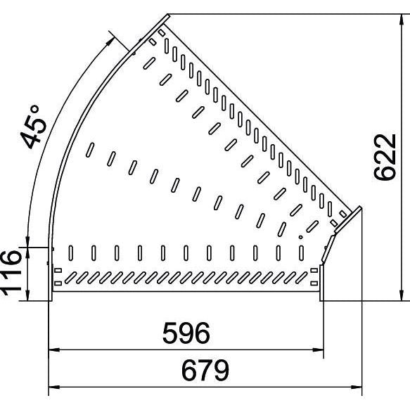OBO Bettermann - Bogen für Kabelrinne Bogen 45 Grad RB 45 660 FT 60x600 tauchfeuerv. − 1 Stück