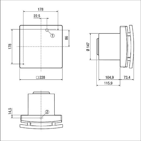 Maico - Kleinraumventilator AKE 150/1 250 m3/h
