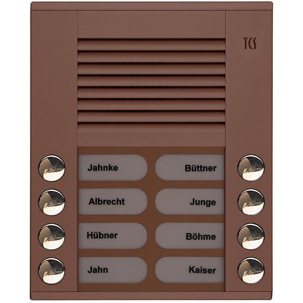 TCS Tür Control - Türstation für Türkommunikation Audioaußenstation 2-reihig PES08-EB/04 8 Tasten AP bronze