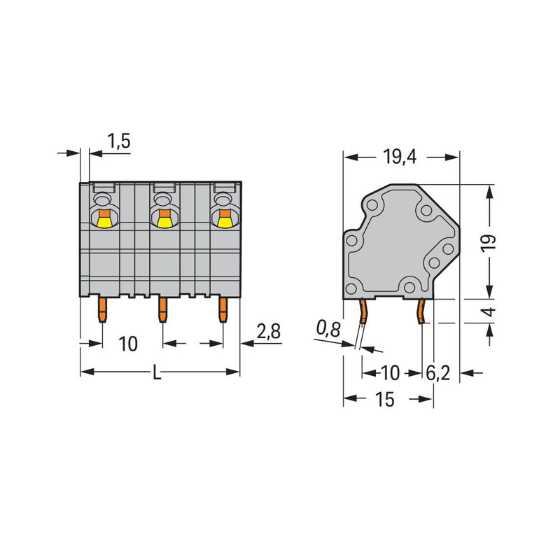 WAGO - Leiterplattenklemme 745-3204 4mm² − 84 Stück