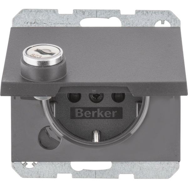 Berker - Steckdose SCHUKO-Steckdose anth/mt 41637006 Schraub-Liftklemmen