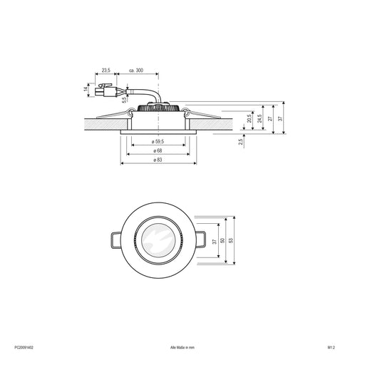 EVN Lichttechnik - Downlight/Strahler/Flutlicht LED-Deckeneinbauleuchte PC20091402 alu 3000K 350mA IP20