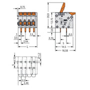 WAGO - Leiterplattenklemme 2601-1109 1,5mm²,gr − 60 Stück