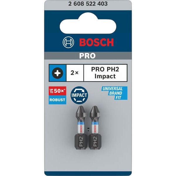 Bosch - Bit PRO Phillips Impact Bit, 2608522403 PH2, 25 mm, 2-tlg