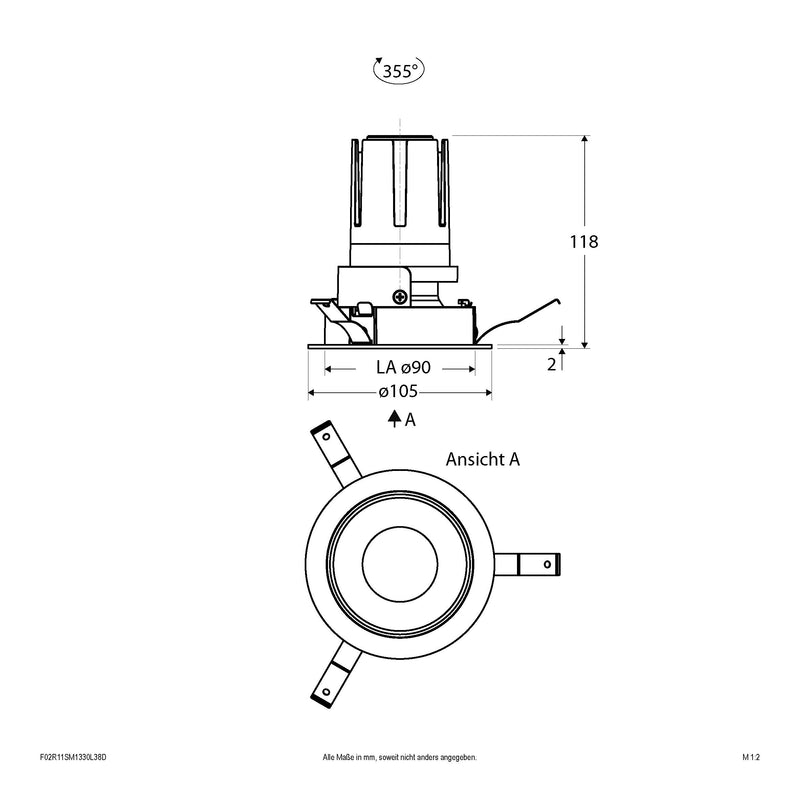 EVN Lichttechnik - Downlight/Strahler/Flutlicht LED-Einbauleuchte modular F02R11SM1330L38D Konfigurationstype