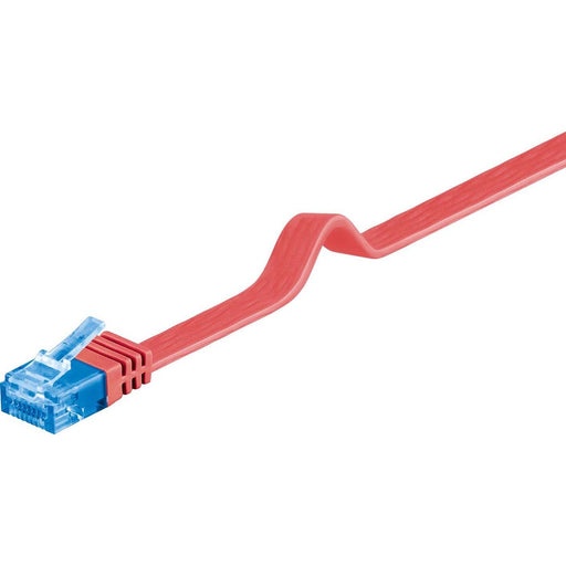 Goobay - Patchkabel Kupfer Flachkabel U/UTP Cat6a 96300 rot 0,5m