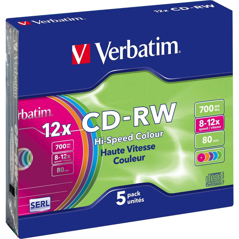 Verbatim - Speichermedium digital CD-RW 80Min/700MB/8-12 43167 (VE5) Slimcase (5 Disc)