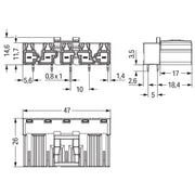 WAGO - Leiterplattensteckverbinder Stecker für Leiterplatten 770-855/011-000/060- 5-polig,grau − 50 Stück