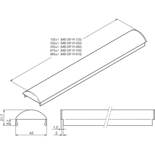Di-soric - Lichttechnisches Zubehör/Ersatzteile für Leuchten Diffusorscheibe MB-DIF-R-910 885mm, 43mm