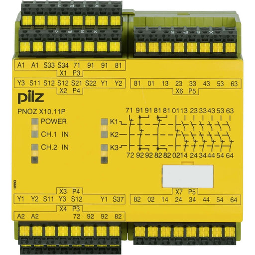 Pilz - Gerät zur Überwachung von sicherheitsgerichteten Stromkreisen Not-Aus-Schaltgerät PNOZ X10.11PC#787750 24VDC 6n/o 4n/c 6LED