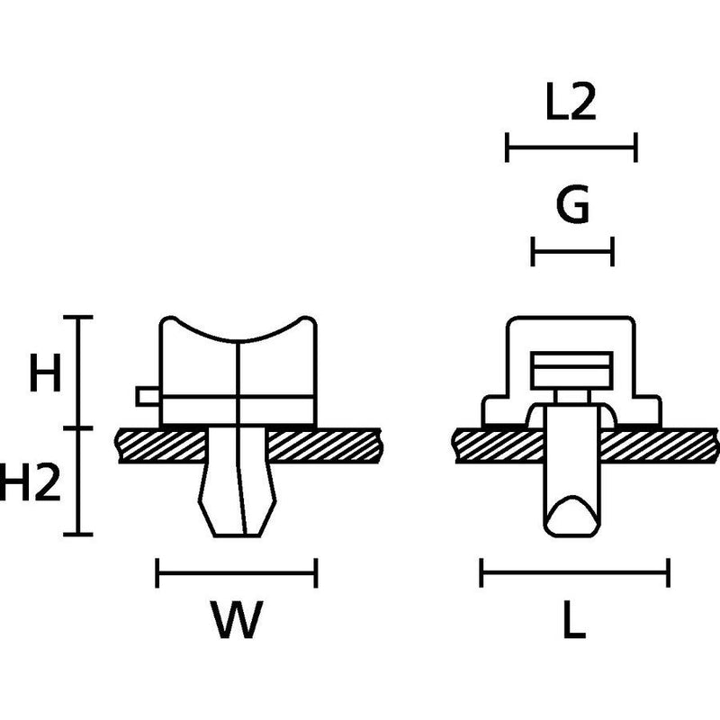 HellermannTyton - Befestigungssockel und -element für Kabelbinder Keilsockel TY5K3 PA66W BK 100 18x22mm − 100 Stück