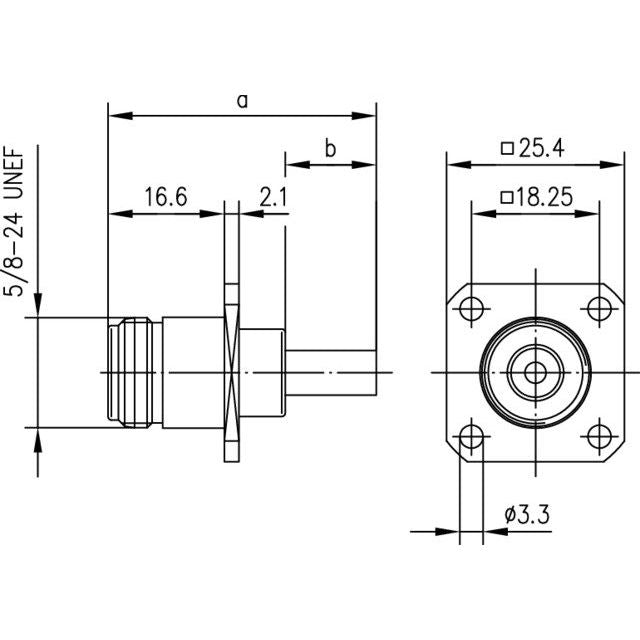 Telegärtner - Koax-Steckverbinder N-Kabeleinbaubuchse 100024013 mit Flansch Crimp G5