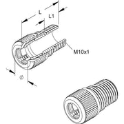 HKL - Scheibennippel für Leuchten Klemmnippel MS 103 D:5-7/L:21mm M10x1