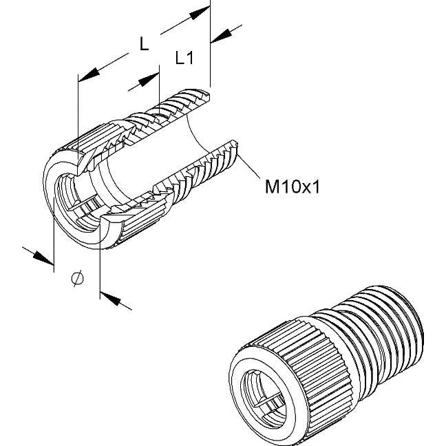 HKL - Scheibennippel für Leuchten Klemmnippel MS 103 D:5-7/L:21mm M10x1
