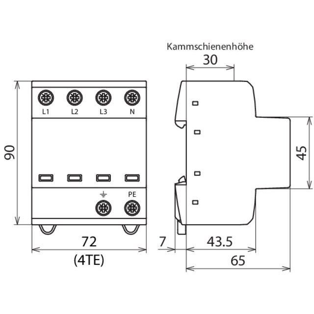 DEHN - Kombi-Ableiter für Energietechnik Kombi-Ableiter DSH TNS 255 TN-S-Systeme