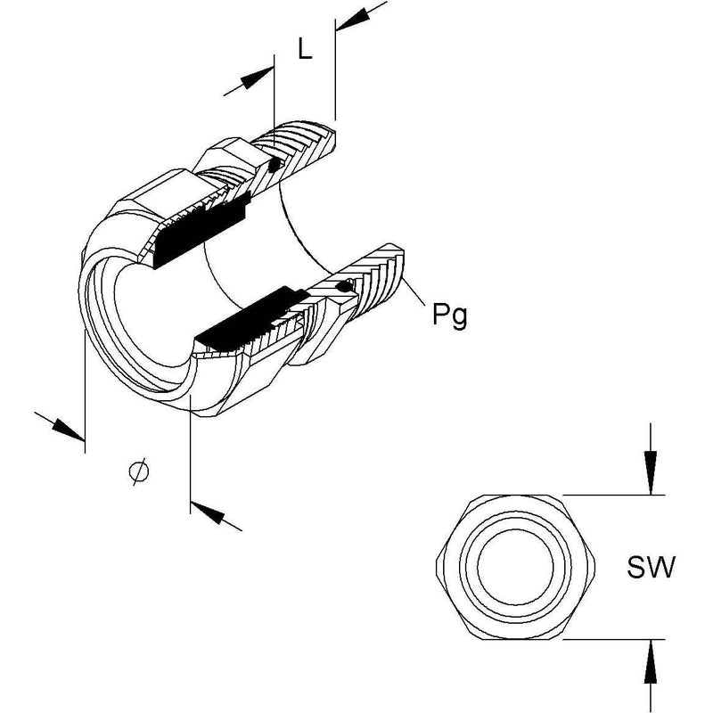 HKL - Kabelverschraubung 2535/21 PG21 − 25 Stück