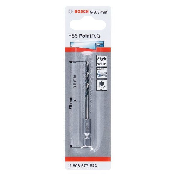 Bosch - Bohrer HSS PointTeQ 2608577521 Sechskantbohrer 3,3