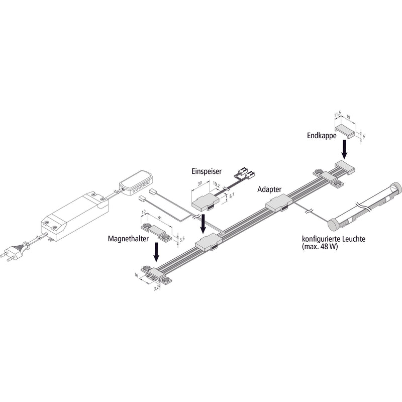 Hera - Stromschiene 21803010302 1500mm grau